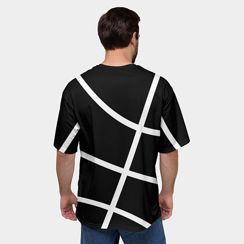 Мужская футболка оверсайз Клипперс - текстура черного мяча / 3D-принт – фото 4