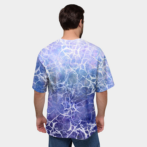 Мужская футболка оверсайз Абстракция - white web on blue background / 3D-принт – фото 4