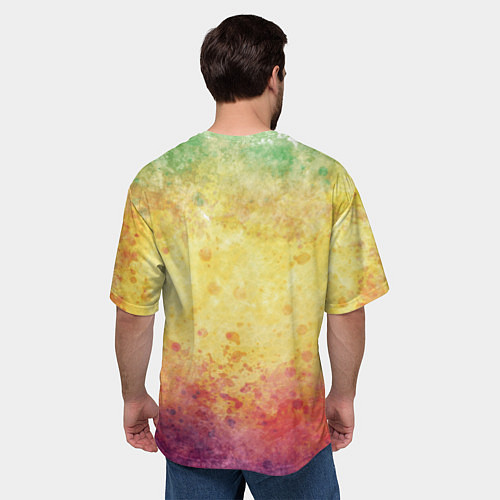 Мужская футболка оверсайз Абстракция - layers of green, yellow and red / 3D-принт – фото 4