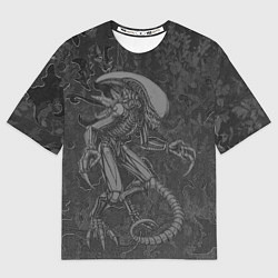 Мужская футболка оверсайз Ксеноморф в серых тонах