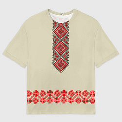 Футболка оверсайз мужская Народная вышиванка, цвет: 3D-принт