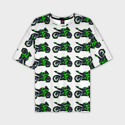 Мужская футболка оверсайз Motorbike green