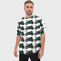 Футболка оверсайз мужская Motorbike dark green, цвет: 3D-принт — фото 2