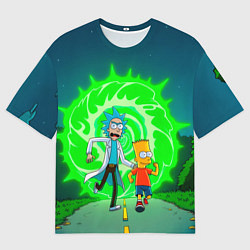 Футболка оверсайз мужская Рик и Барт Симпсон, цвет: 3D-принт