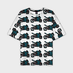 Футболка оверсайз мужская Motorbike blue, цвет: 3D-принт