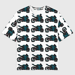 Мужская футболка оверсайз Motorbike blue