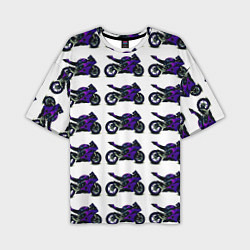 Мужская футболка оверсайз Motorcycle purple gloss