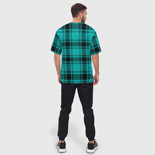 Мужская футболка оверсайз Checkered blue / 3D-принт – фото 4