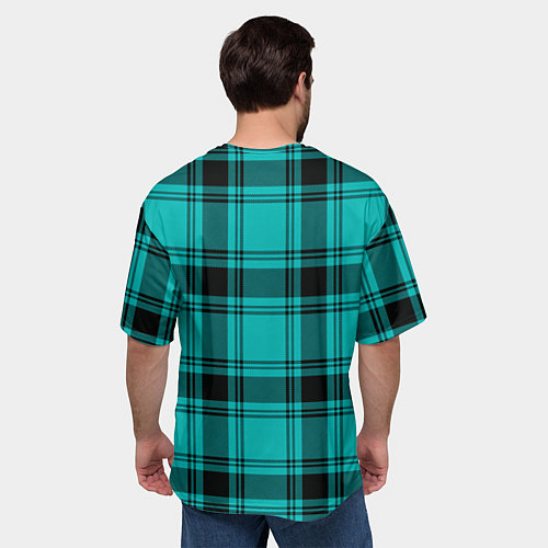 Мужская футболка оверсайз Checkered blue / 3D-принт – фото 4