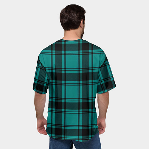 Мужская футболка оверсайз Checkered dark blue / 3D-принт – фото 4
