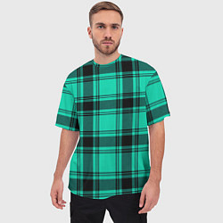 Футболка оверсайз мужская Checkered turquoise, цвет: 3D-принт — фото 2