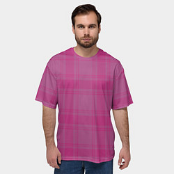 Футболка оверсайз мужская Checkered pink, цвет: 3D-принт — фото 2