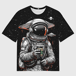 Мужская футболка оверсайз Космонавт с кофе