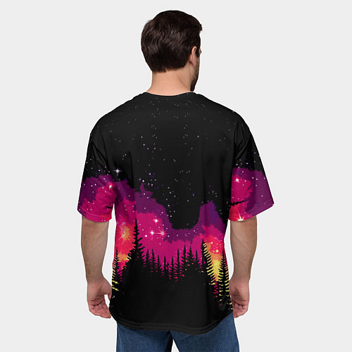 Мужская футболка оверсайз Космический кот в очках / 3D-принт – фото 4
