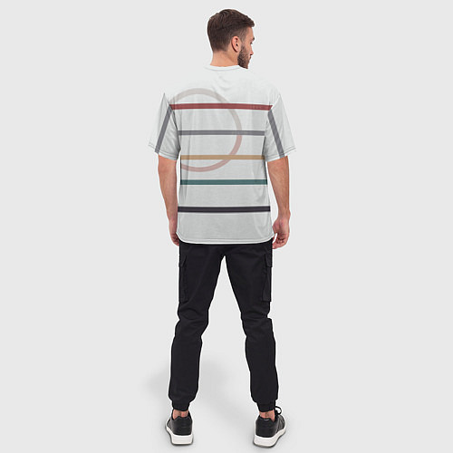 Мужская футболка оверсайз Stripes and circle / 3D-принт – фото 4