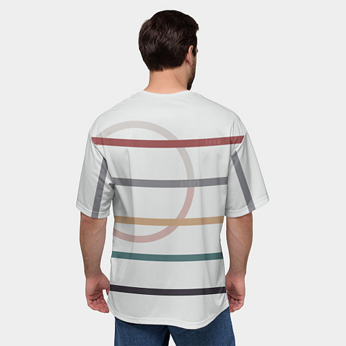 Мужская футболка оверсайз Stripes and circle / 3D-принт – фото 4