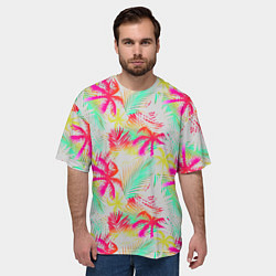 Футболка оверсайз мужская Palm yellow pink, цвет: 3D-принт — фото 2