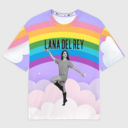 Мужская футболка оверсайз Lana Del Rey на фоне радуги
