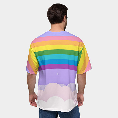 Мужская футболка оверсайз Lana Del Rey на фоне радуги / 3D-принт – фото 4