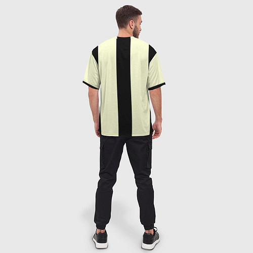 Мужская футболка оверсайз Color black beige line / 3D-принт – фото 4