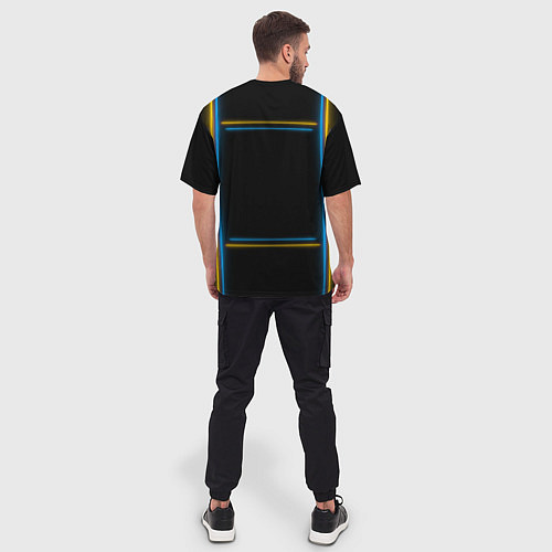 Мужская футболка оверсайз Neon yellow light blue / 3D-принт – фото 4