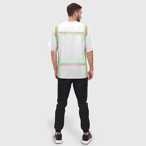 Мужская футболка оверсайз Neon light green red / 3D-принт – фото 4