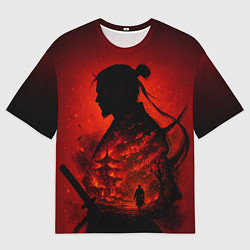 Мужская футболка оверсайз Ghost of Tsushima - двойная экспозиция самурая