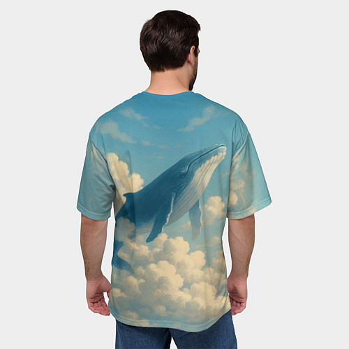 Мужская футболка оверсайз Кит в облаках / 3D-принт – фото 4