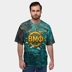 Футболка оверсайз мужская Штурвал ВМФ на морском дне, цвет: 3D-принт — фото 2