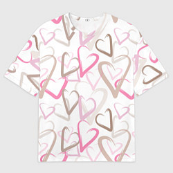 Мужская футболка оверсайз Розовые сердца