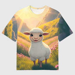 Футболка оверсайз мужская Забавный ягнёнок, цвет: 3D-принт
