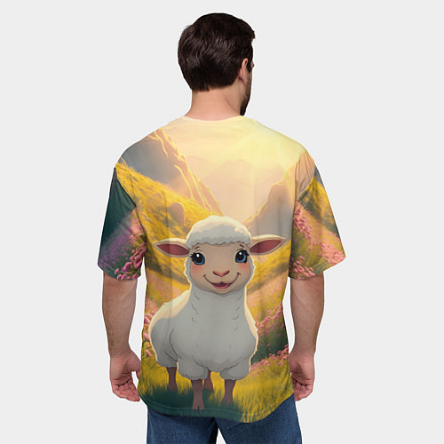Мужская футболка оверсайз Забавный ягнёнок / 3D-принт – фото 4