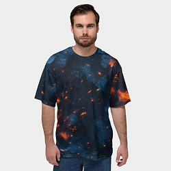 Футболка оверсайз мужская Синий камуфляж с искрами, цвет: 3D-принт — фото 2