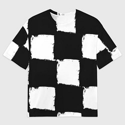 Футболка оверсайз мужская Черные квадраты в виде шахматной доски, цвет: 3D-принт
