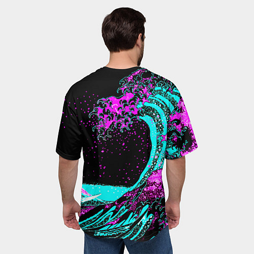 Мужская футболка оверсайз Doom самураи неоновая волна / 3D-принт – фото 4