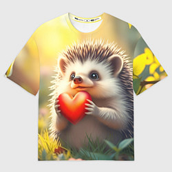 Мужская футболка оверсайз Милаха ёжик влюблён
