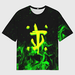 Футболка оверсайз мужская Doom кислотное лого огненный, цвет: 3D-принт