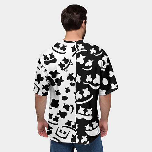 Мужская футболка оверсайз Doom x Marshmello pattern / 3D-принт – фото 4