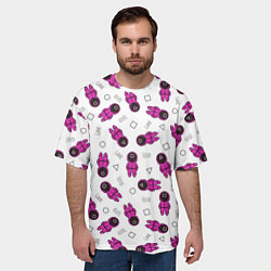 Футболка оверсайз мужская Персонажи корейского сериала игра в кальмара, цвет: 3D-принт — фото 2