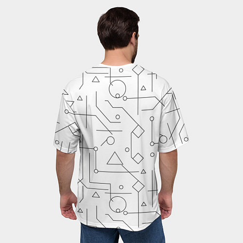 Мужская футболка оверсайз Техно-Геометрия на белое / 3D-принт – фото 4