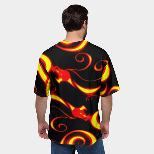 Мужская футболка оверсайз Doom dragon steel fire / 3D-принт – фото 4