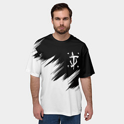 Футболка оверсайз мужская Doom краски черно белый, цвет: 3D-принт — фото 2