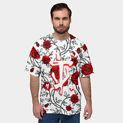 Футболка оверсайз мужская Doom розы, цвет: 3D-принт — фото 2