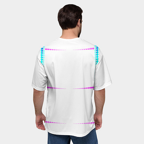 Мужская футболка оверсайз Color white blue pink stripes / 3D-принт – фото 4