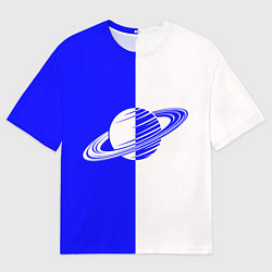 Футболка оверсайз мужская Сатурн сине-белый, цвет: 3D-принт