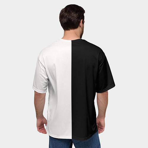 Мужская футболка оверсайз Сатурн черно-белый / 3D-принт – фото 4