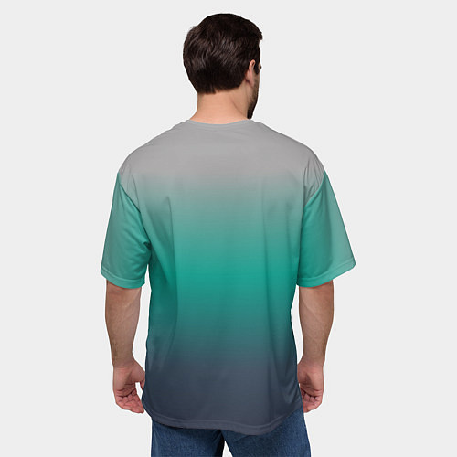 Мужская футболка оверсайз Градиент серо-зеленый / 3D-принт – фото 4