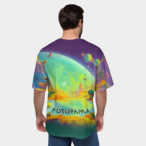 Мужская футболка оверсайз Робот-сгибальщик Бендер на планете крокодилов - не / 3D-принт – фото 4