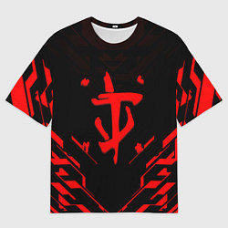 Футболка оверсайз мужская Doom geometry red steel, цвет: 3D-принт