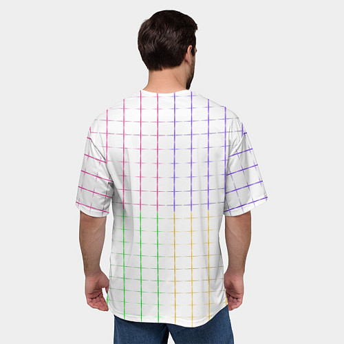 Мужская футболка оверсайз Color white multicolored stripes / 3D-принт – фото 4
